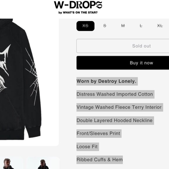 Brotherly Love x Destroy Lonely WEBSTAR Classic SPIDER Hoodie MED - Picture 10 of 10